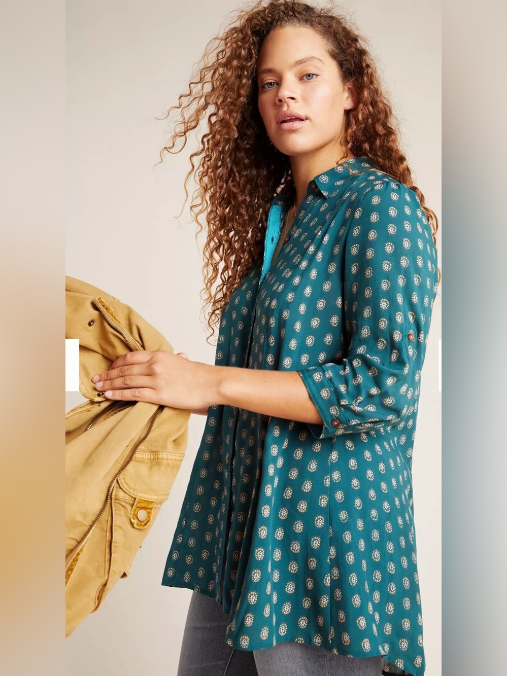 NWT Anthropologie Maeve Monika Button down Tunic Size XL